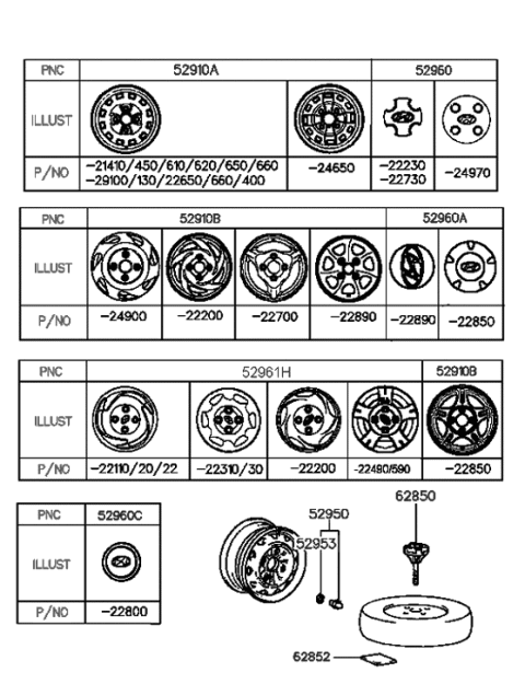 2023 Hyundai Palisade  Steel Wheel Assembly Diagram for 5291024512