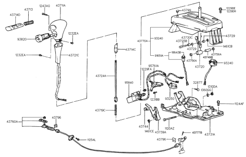 1999 Hyundai Accent  Lever Assembly-Gear Shift Diagram for 4372022700CA