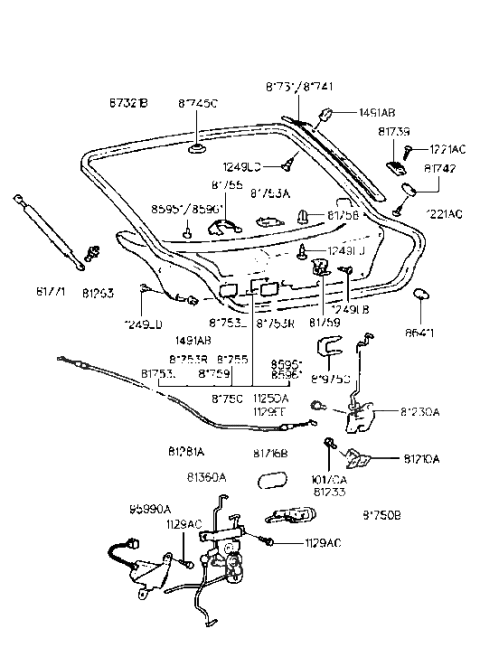 2022 Hyundai Ioniq  Cover-Blanking Tail Gate Diagram for 8174521100