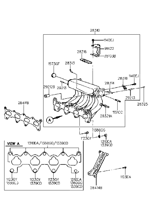 1999 Hyundai Accent  Manifold Assembly-Intake Diagram for 2831026010