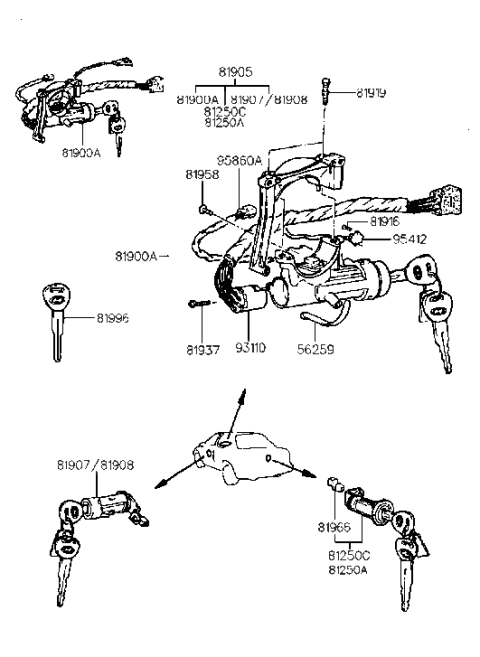 2023 Hyundai Palisade Lock Assembly-Tail Gate Diagram for 8125022C00