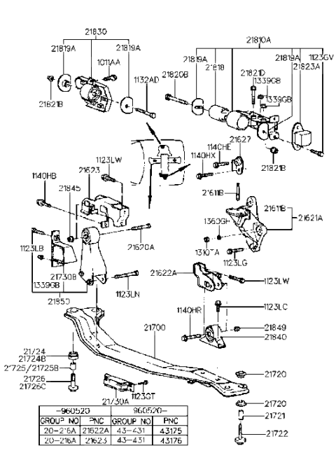 2022 Hyundai Accent  Bracket Assembly-Roll Stopper, Front Diagram for 2184022000