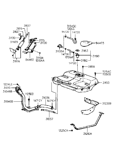 1999 Hyundai Accent  Nut-Snap Diagram for 3111922400