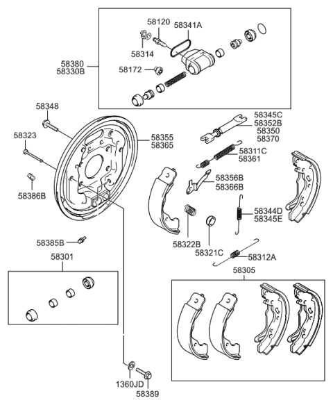 1999 Hyundai Accent  Cylinder Assembly-Wheel, RH Diagram for 5838022000