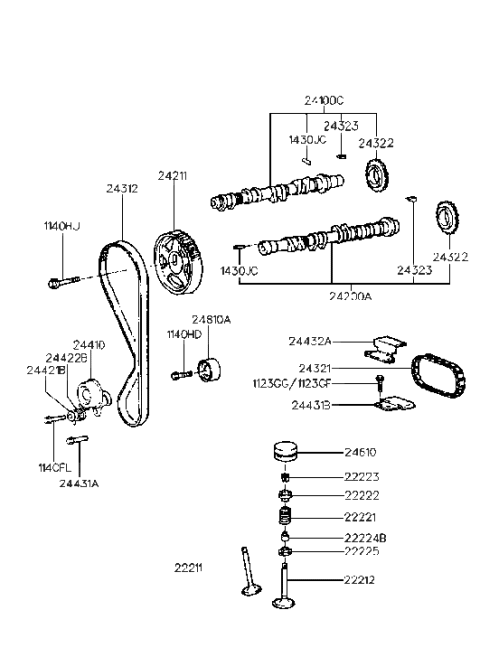 2022 Hyundai Accent  Sprocket-Timing Chain Diagram for 2432226000