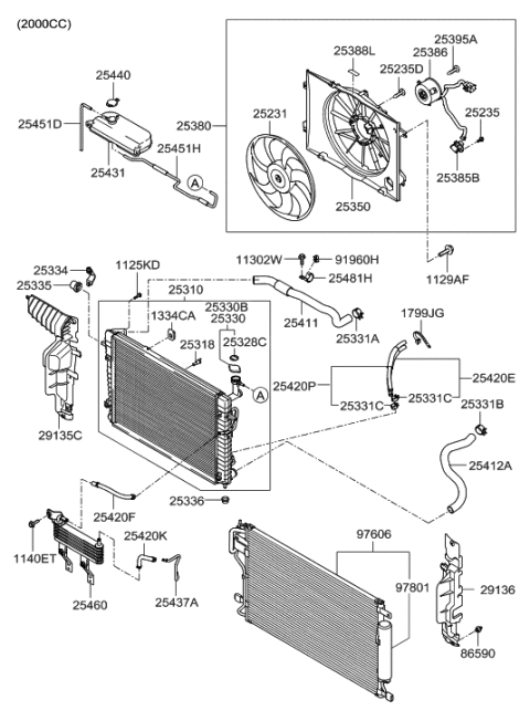2021 Hyundai Genesis G70  SHROUD-Radiator Diagram for 253501F502
