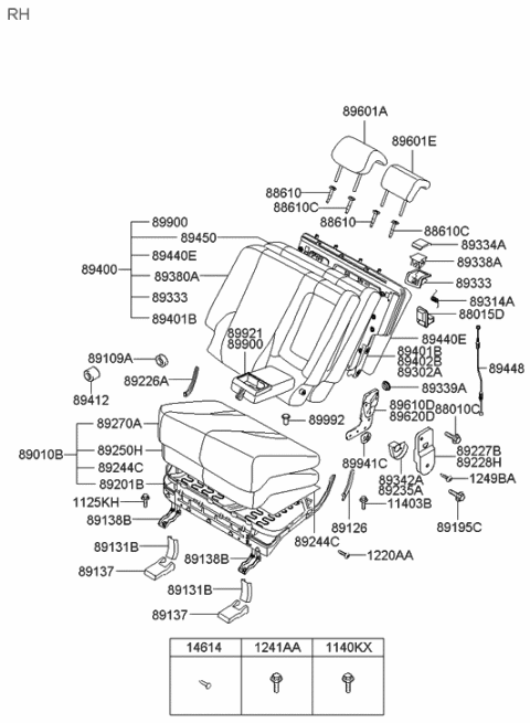 2021 Hyundai Genesis G80 Spring-Rear Seat RECLINER Lever Diagram for 893142E000