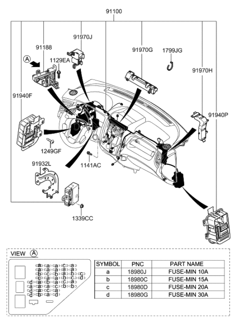 2021 Hyundai Genesis G70  Protector-COWL Front Mounting Diagram for 919702E000