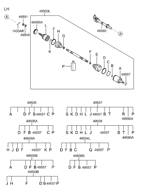 2021 Hyundai Genesis G70 Joint Kit-Front Axle Differential Side LH Diagram for 495052EA50