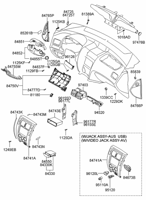 2021 Hyundai Genesis G80  Coin Tray Assembly Diagram for 845502E100