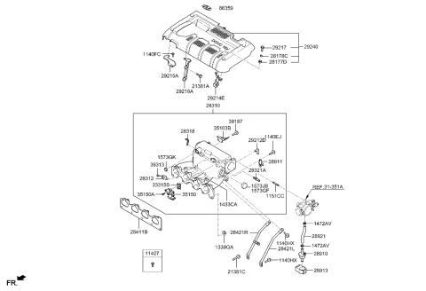 2021 Hyundai Genesis G70 Bracket-Purge Control Valve Diagram for 2891123500