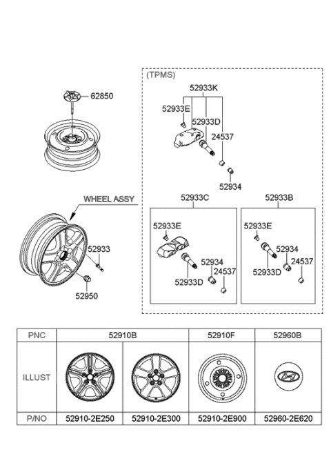 2021 Hyundai Genesis G80  Clamp-Spare Tire Diagram for 628502E001