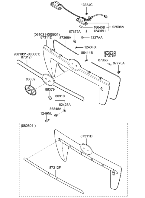 2021 Hyundai Genesis G90  Pad-Back Panel Moulding Diagram for 873782E000