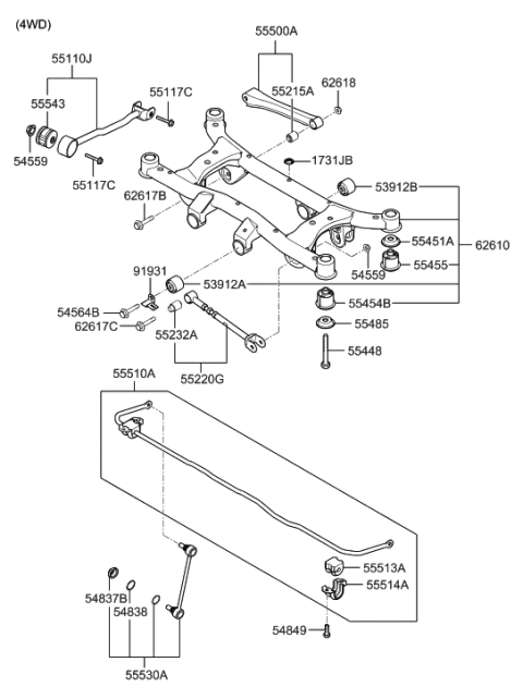 2021 Hyundai Genesis G90  Arm Assembly-Rear Suspension Diagram for 552102E000