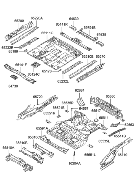 2021 Hyundai Genesis G70 Bolt-Weld Diagram for 64667H1000