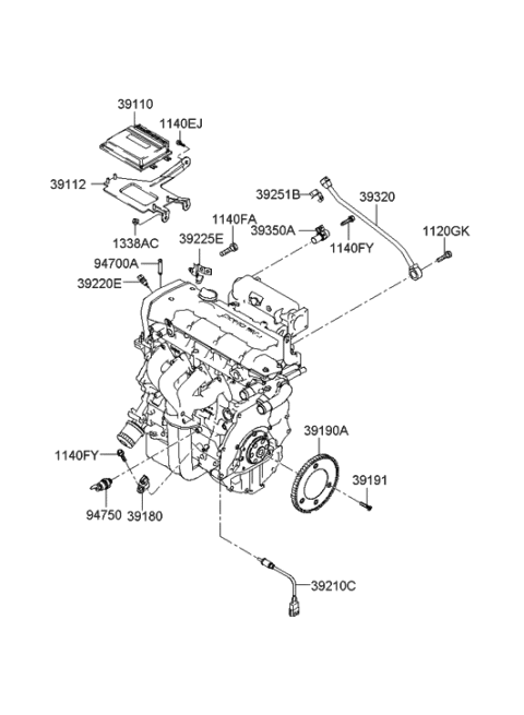 2021 Hyundai Genesis G80  Engine Control Module Unit Diagram for 3910937050