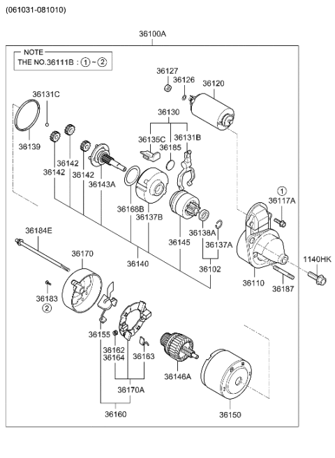 2021 Hyundai Kona  Bracket-Starter, Rear Diagram for 3618023171