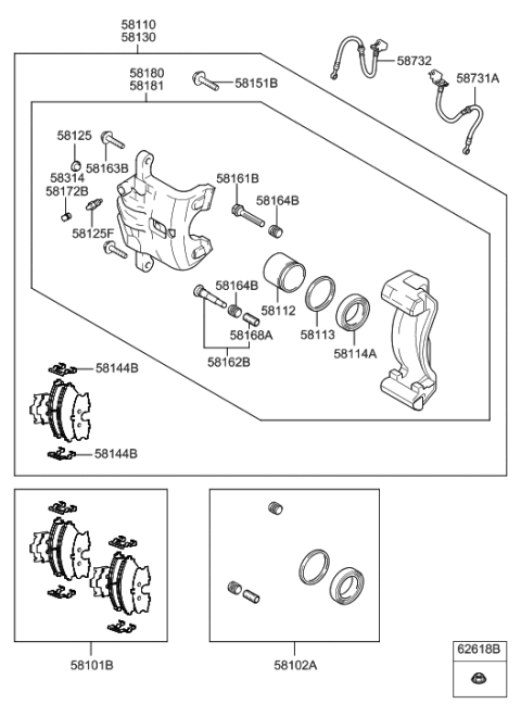 2021 Hyundai Genesis G70  Front Disc Brake Pad Kit Diagram for 581012EA21