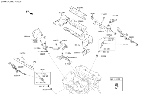2023 Hyundai Genesis GV60 Fuel Rail, LH Diagram for 353043F710