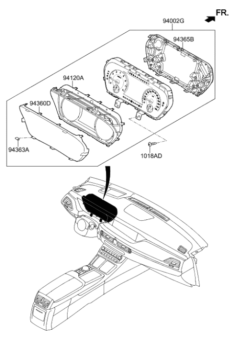 2016 Hyundai Sonata Hybrid  Cluster Assembly-Instrument Diagram for 94041D2030