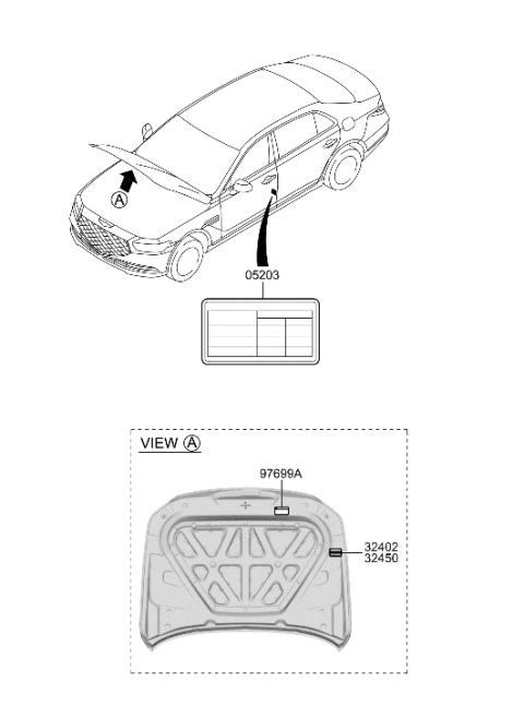 2023 Hyundai Genesis GV60  Label-Tire Pressure Diagram for 05203D2500