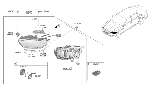 2016 Hyundai Sonata Hybrid Lamp Assy-Head, Lh Diagram for 92101D2510