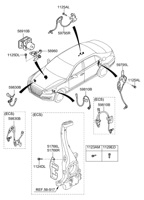 2016 Hyundai Sonata Hybrid  Sensor Assembly-Front ABS.RH Diagram for 59830D2350