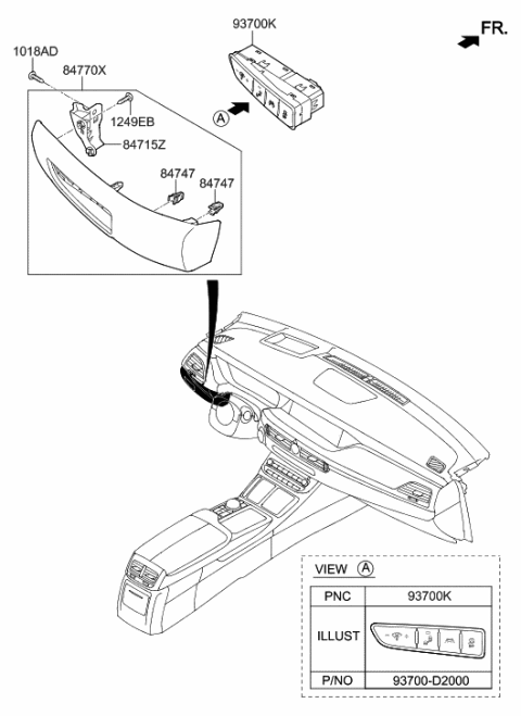 2016 Hyundai Sonata Hybrid  Sw Assembly-C/PAD LWR, LH Diagram for 93700D2000NNB