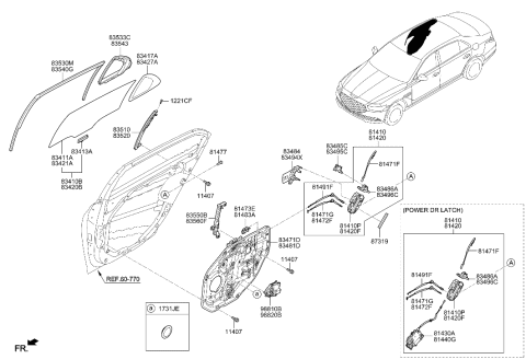 2016 Hyundai Sonata Hybrid  Latch Assembly-Rear Door, LH Diagram for 81410D2710