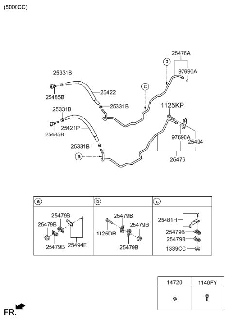 2016 Hyundai Sonata Hybrid  Clip-Hose Diagram for 25480B1400