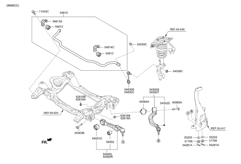 2015 Hyundai Sonata Hybrid  Lateral Arm Assembly-Front, LH Diagram for 54500D2000