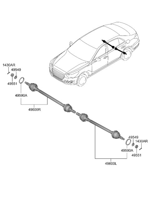 2016 Hyundai Sonata Hybrid  Shaft Assembly-Drive RR, RH Diagram for 49601J6200