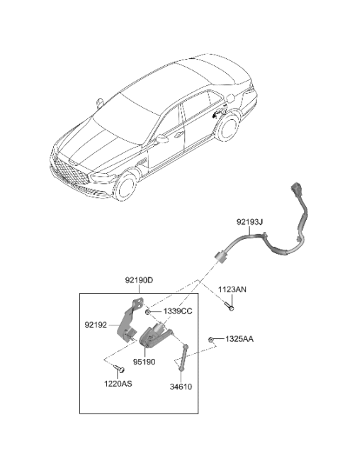 2015 Hyundai Sonata Hybrid Unit Assembly-H/L Auto LEVELLING Diagram for 92190D2500
