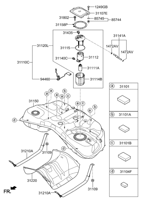2023 Hyundai Genesis GV60  Protector-Fuel Tank Heat Diagram for 31220D2000