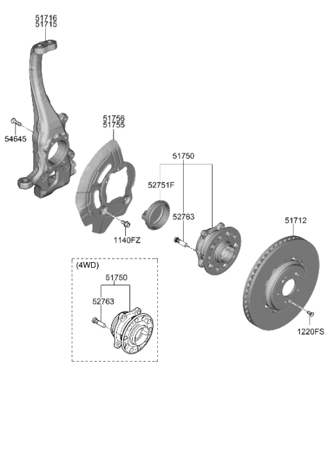 2023 Hyundai Genesis GV60  Hub Assembly-FR Wheel Diagram for 51750J6500