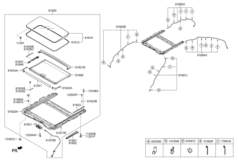 2015 Hyundai Sonata Hybrid  Sunroof Assembly Diagram for 81600D2010NBD