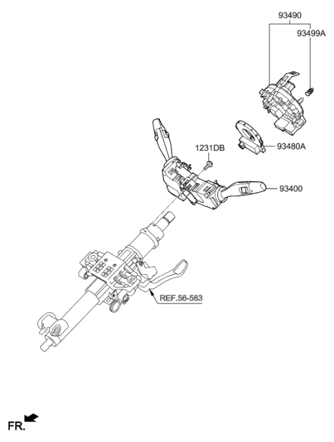 2015 Hyundai Sonata Hybrid  Switch Assembly-Multifunction Diagram for 93400D2025