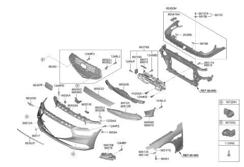 2023 Hyundai Genesis GV60  Bracket-FR Bumper Side SUPT, LH Diagram for 86555D2500