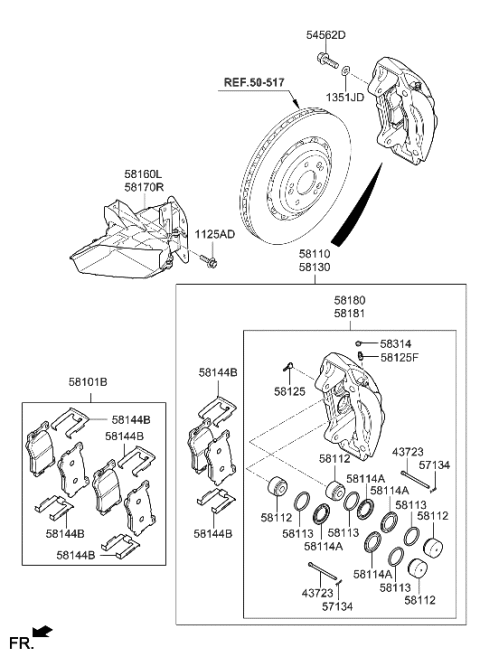 2015 Hyundai Sonata Hybrid  CALIPER Kit-Brake, LH Diagram for 58180D2A80