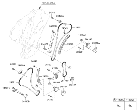 2015 Hyundai Sonata Hybrid  Chain-Timing Diagram for 243123L100