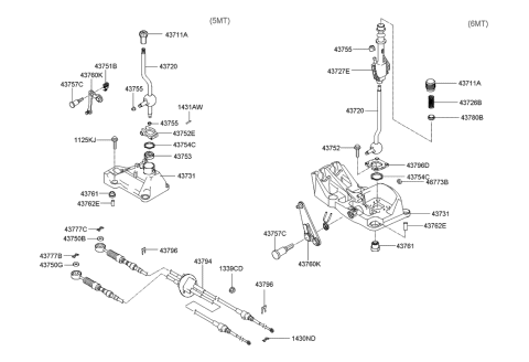 2018 Hyundai Santa Fe Lever-Select Diagram for 437602C600