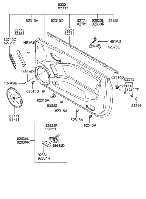 2016 Hyundai Santa Fe Lamp Assembly-Door, RH Diagram for 926402C000