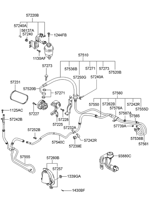 2018 Hyundai Santa Fe  Rubber-Cooler Tube Mounting"A" Diagram for 572422D000