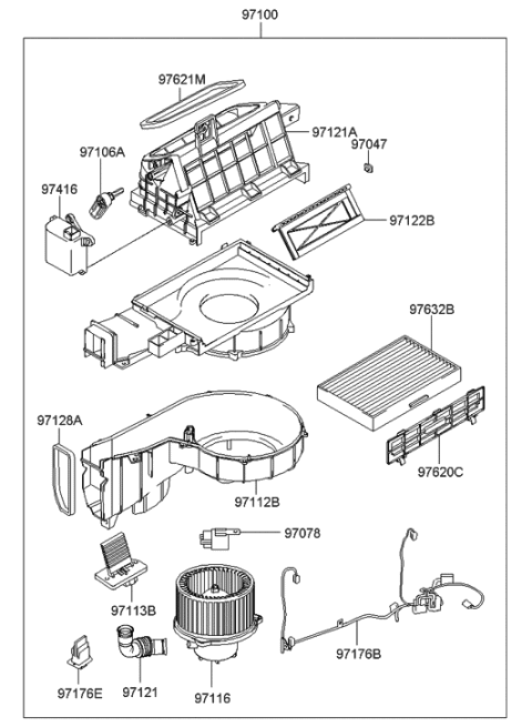 2018 Hyundai Santa Fe  Seal-Inlet Duct To Cowl Diagram for 971272D000
