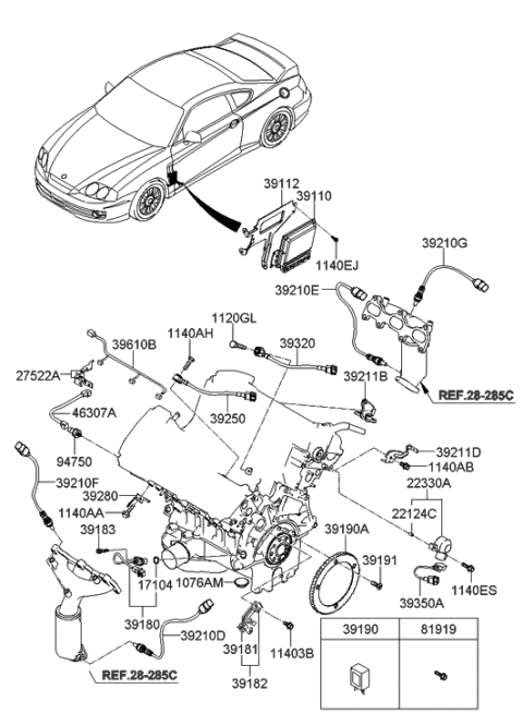 2018 Hyundai Santa Fe  Bracket-ECU Diagram for 3911237300