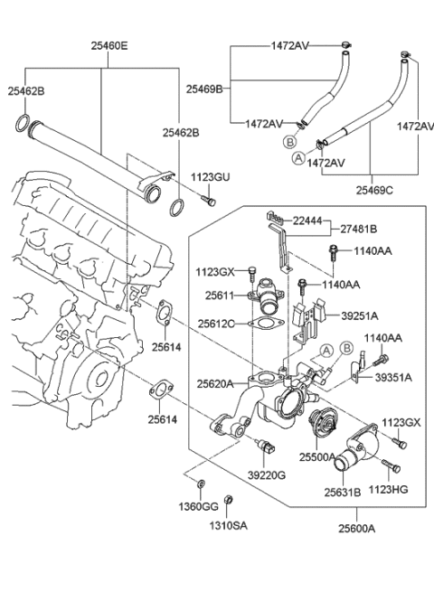 2016 Hyundai Santa Fe Hose Assembly-Water Inlet Pipe Diagram for 2548023001