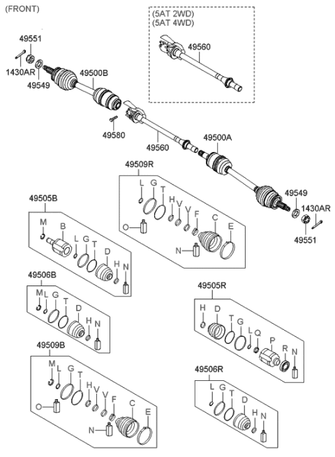 2020 Hyundai Sonata  Bearing Bracket & Shaft Assembly Diagram for 495602B550