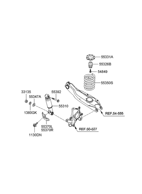2020 Hyundai Sonata Rear Shock Absorber Assembly Diagram for 553102B101