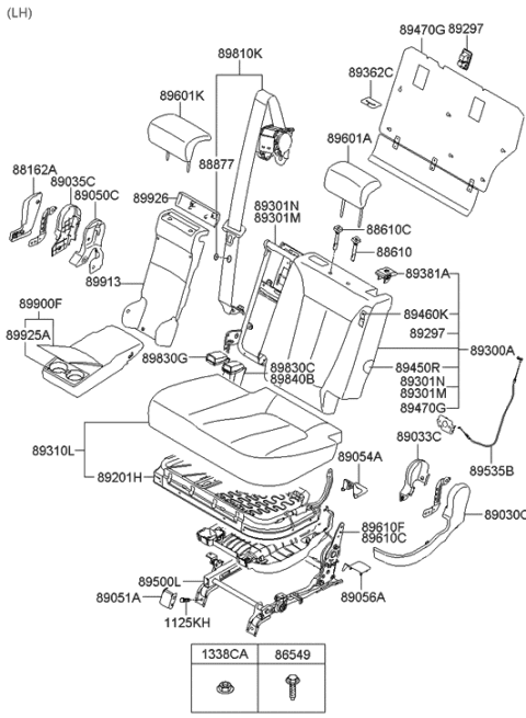 2020 Hyundai Sonata  Nut Diagram for 1338610003