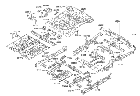 2020 Hyundai Sonata Gusset-Center Floor Front, LH Diagram for 652160W000
